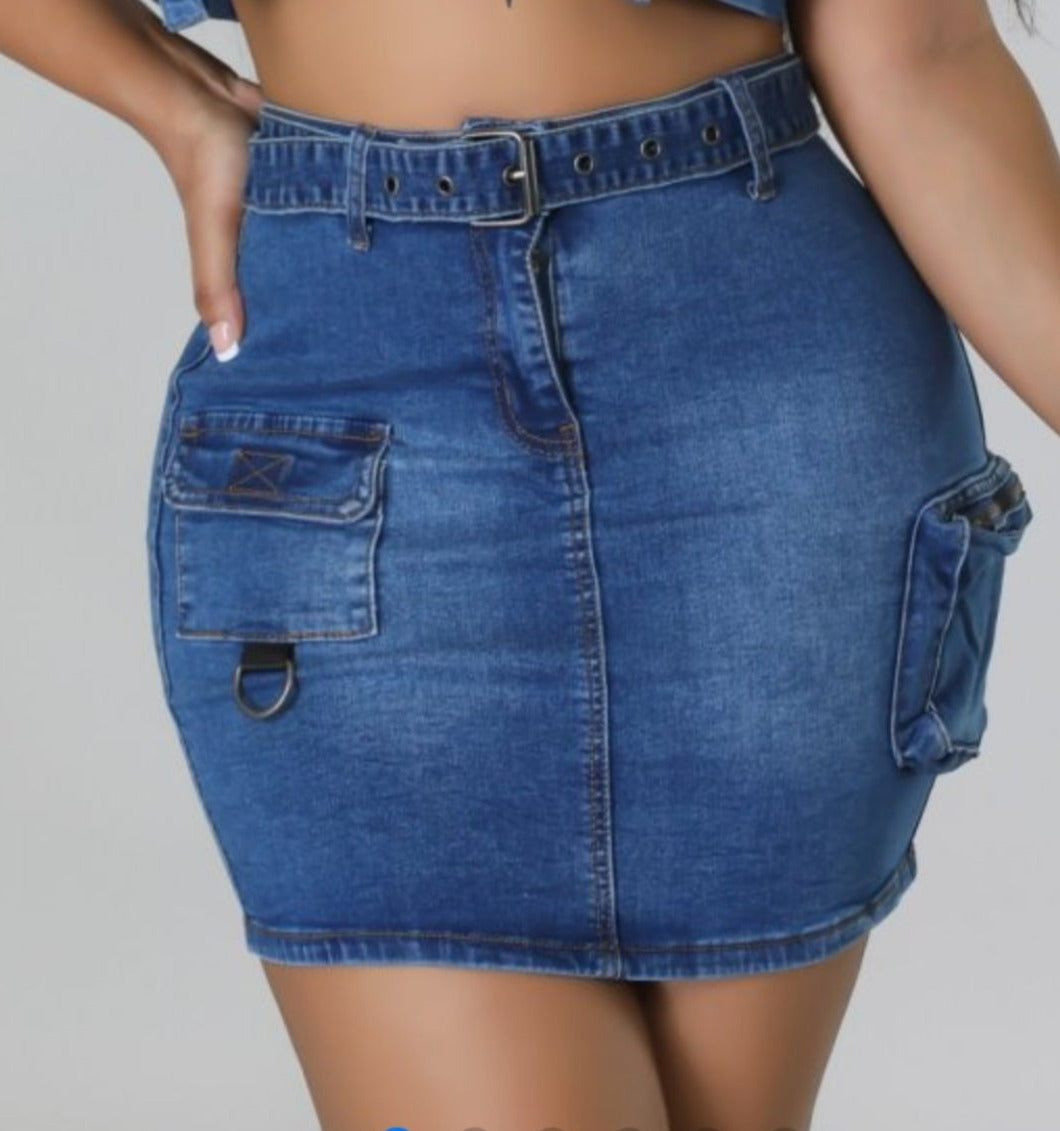 Dark denim mini skirt
