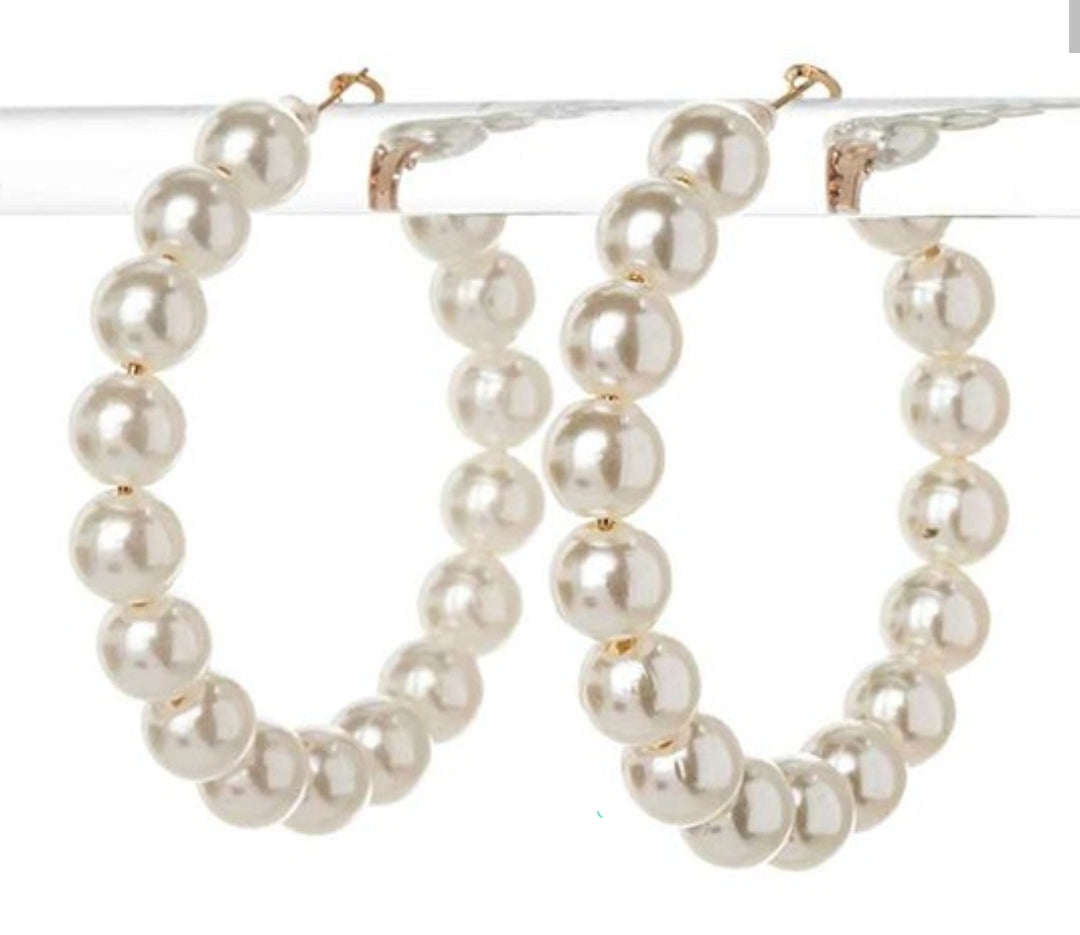 Large Pearl Hoop earrings
