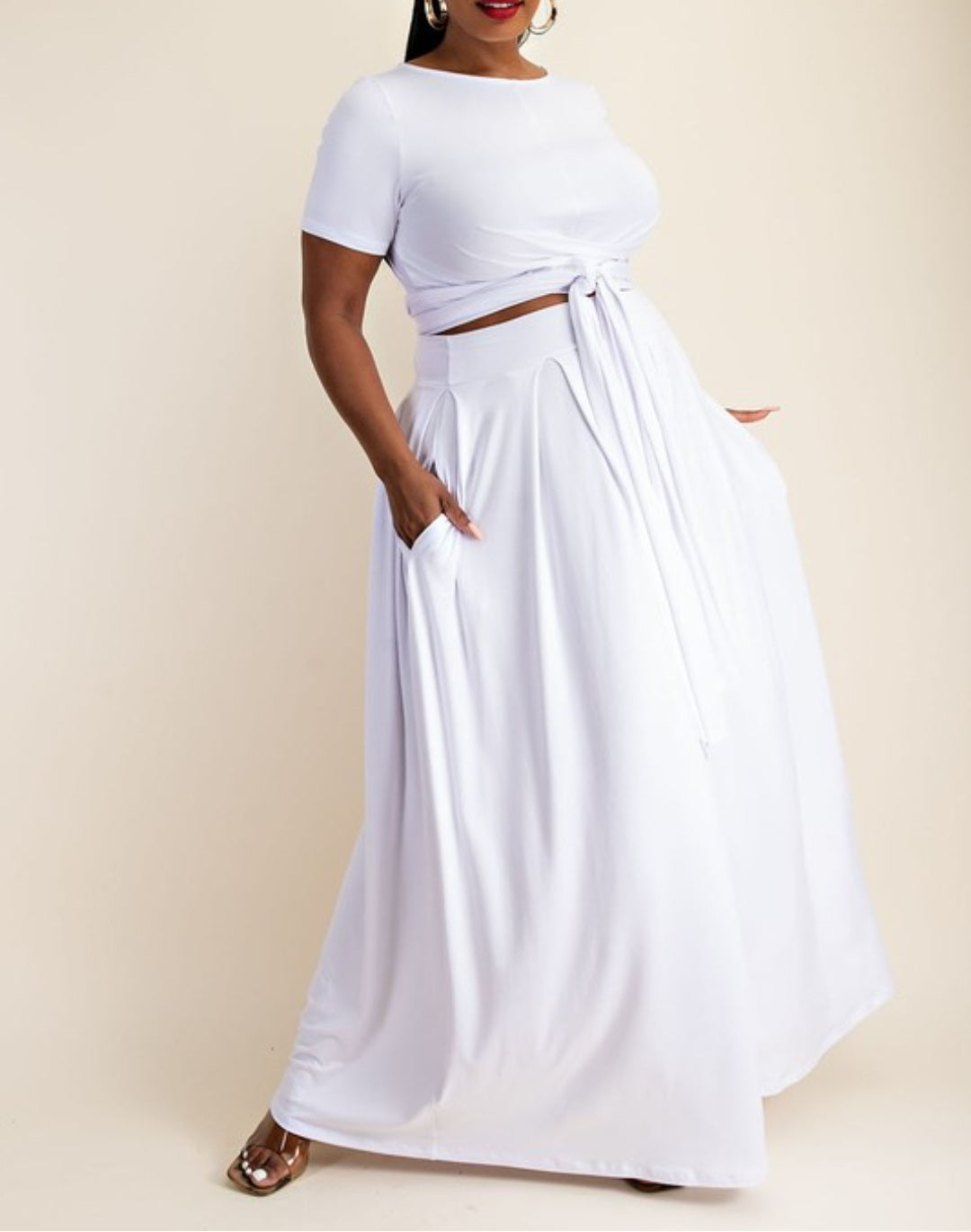 Wrap it Maxi skirt set (white)
