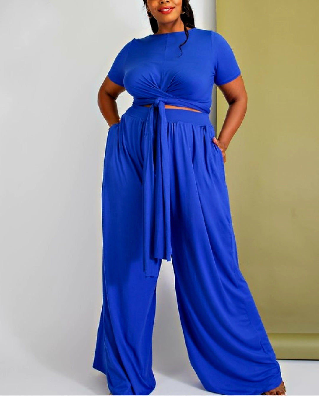 Wrap around pants set (royalblue)