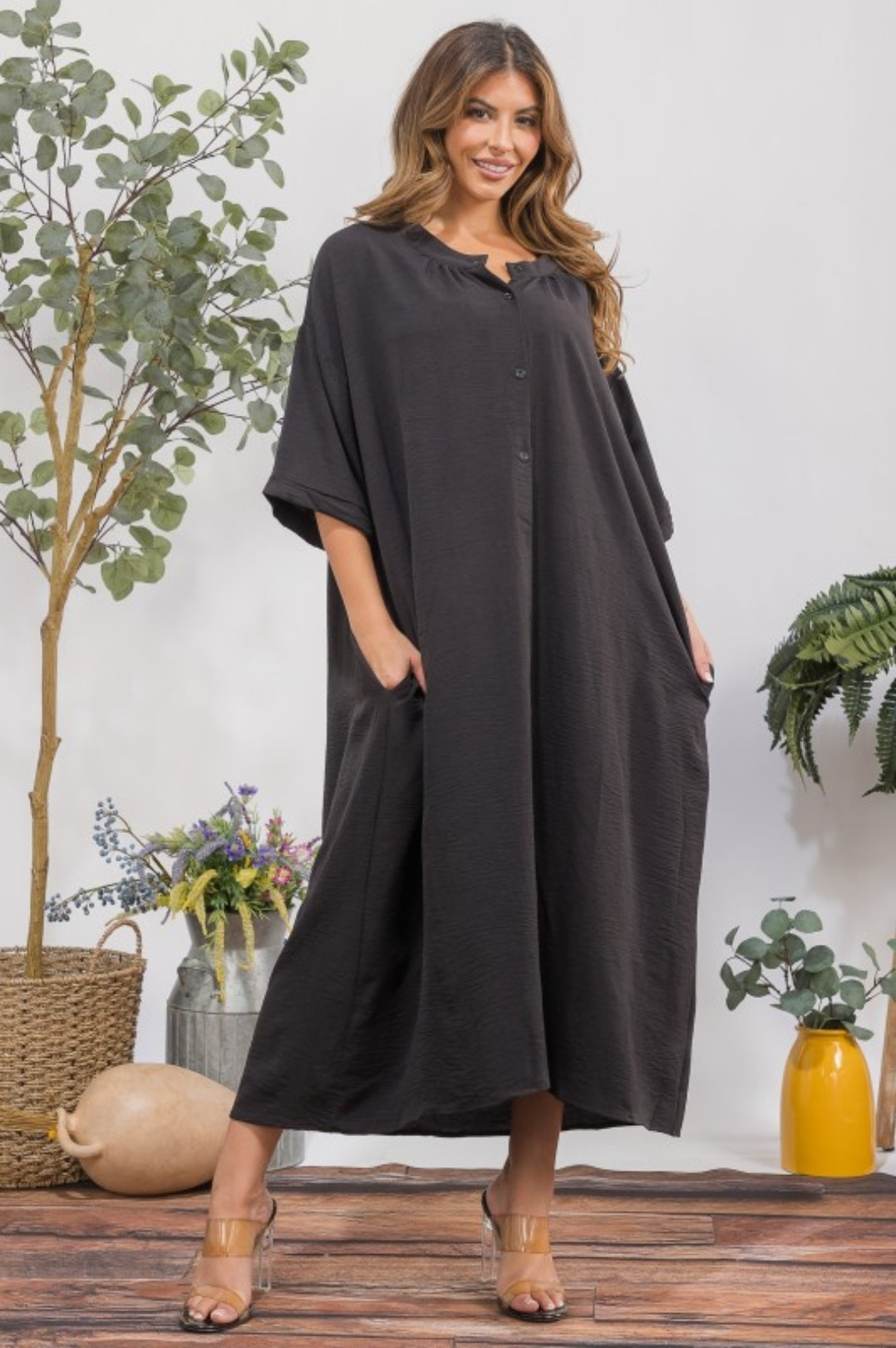 Flowy button down pocket dress