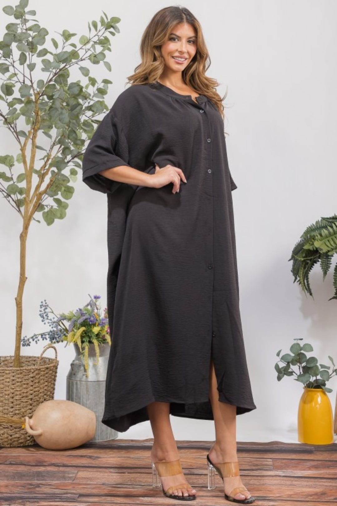 Flowy button down pocket dress