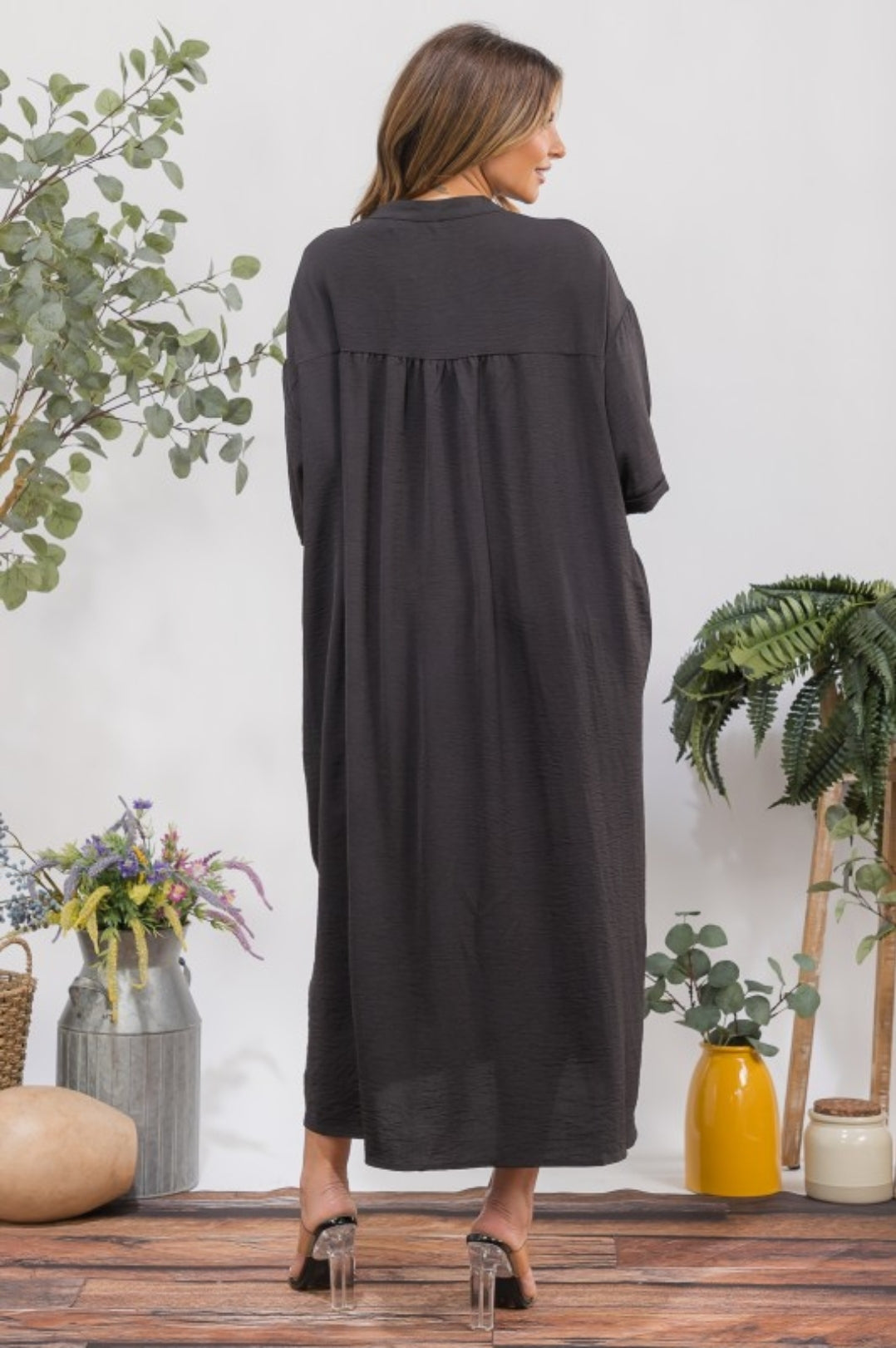 Flowy button down pocket dress