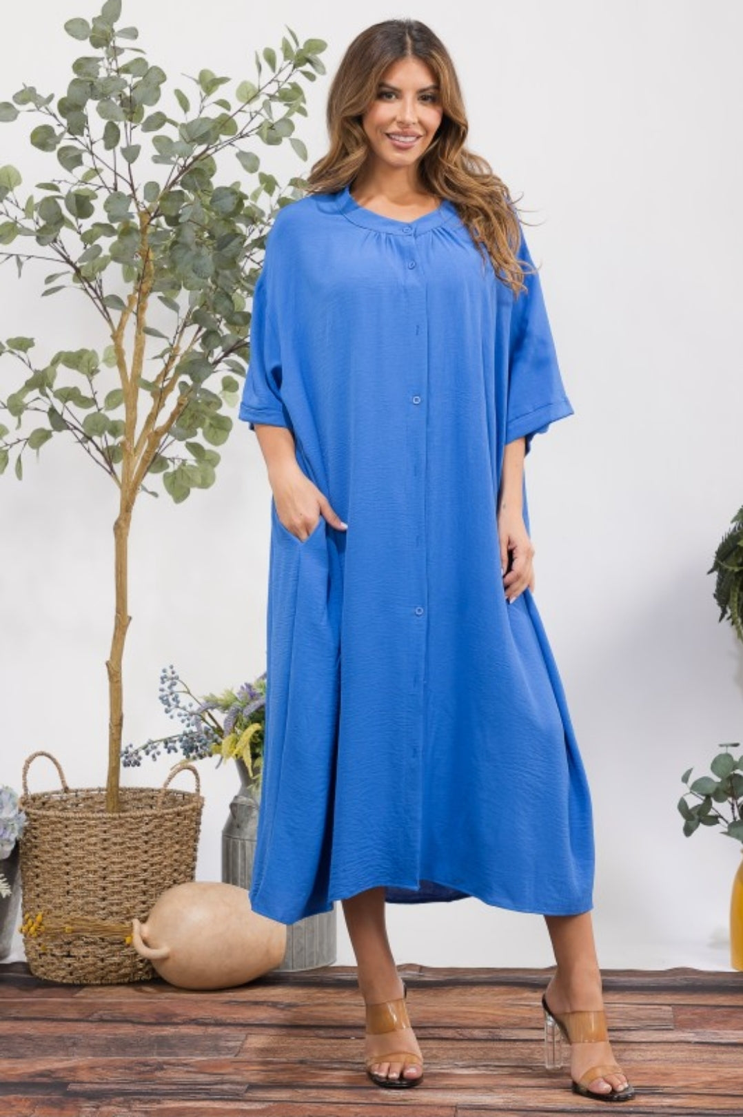 Flowy button down pocket dress