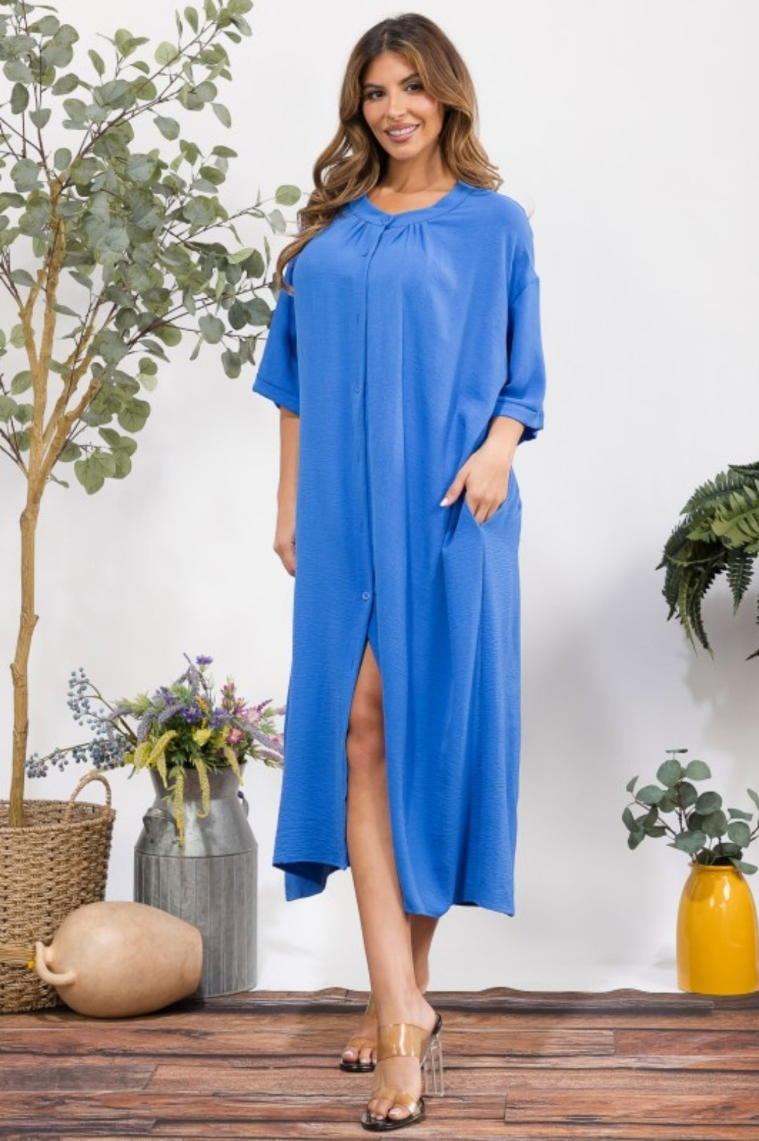 Flowy button down pocket dress
