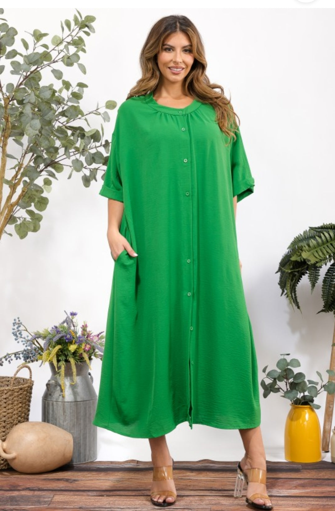 Flowy button down pocket dress