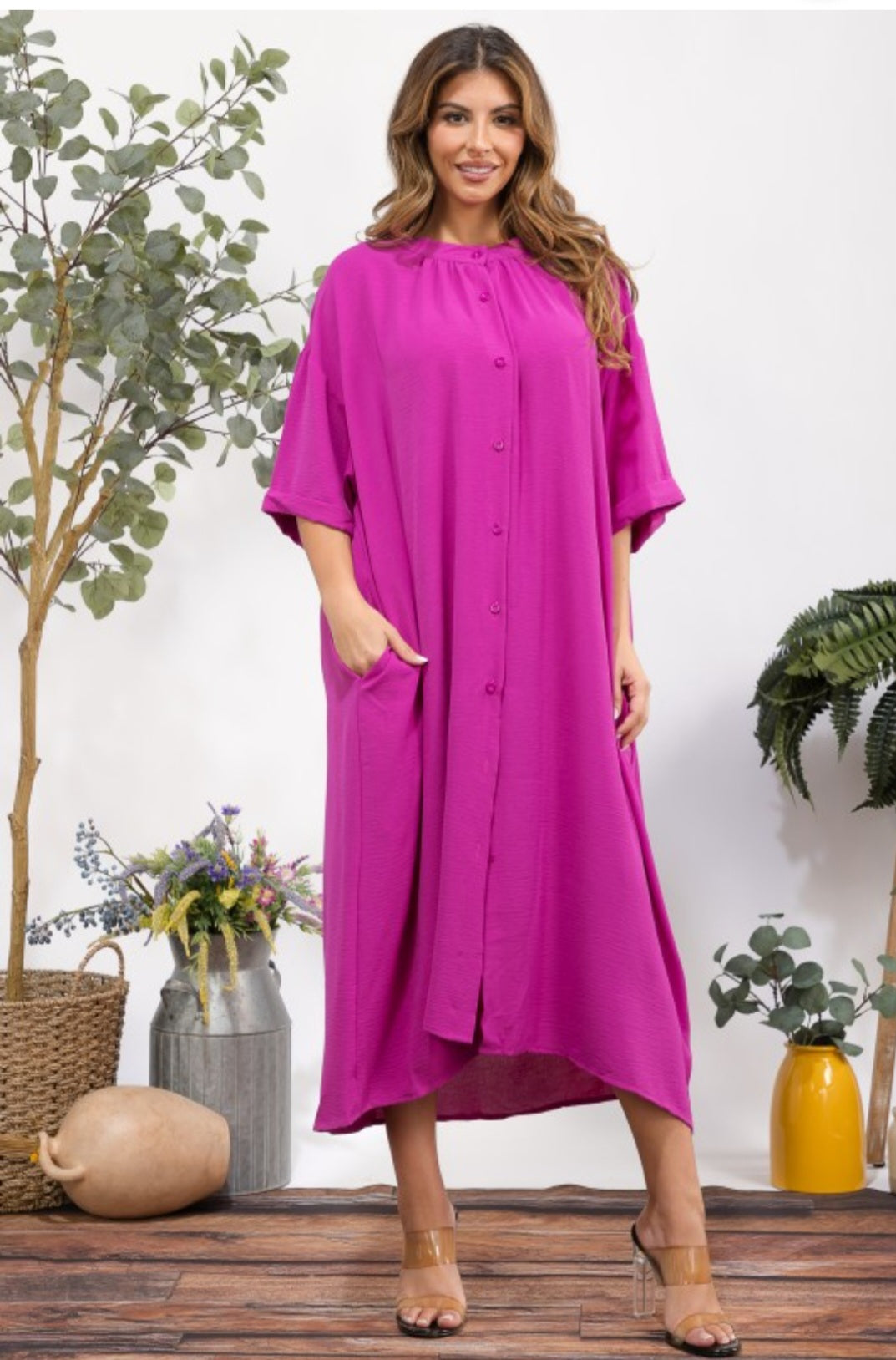 Flowy button down pocket dress