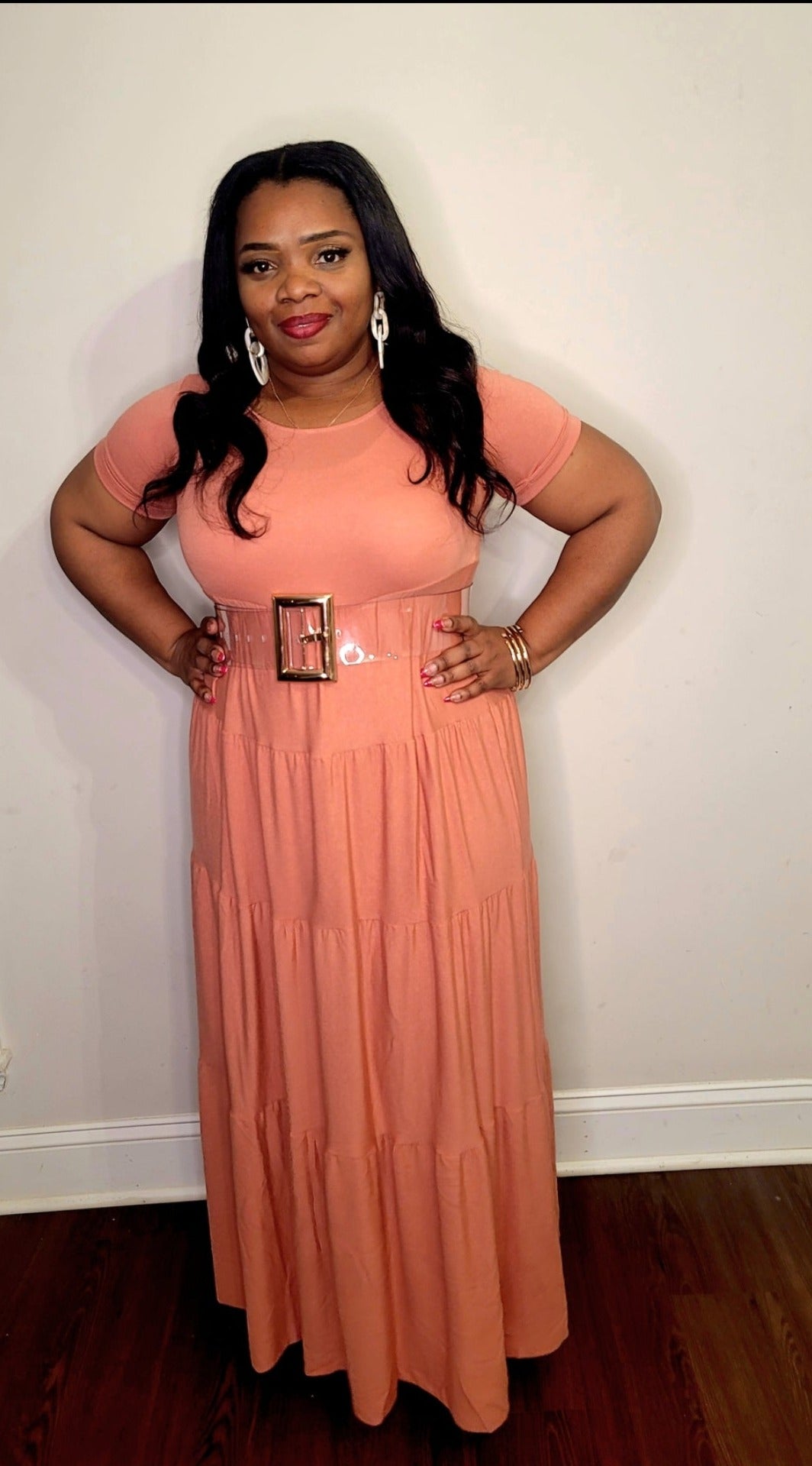 Plus size clearance peach maxi dress