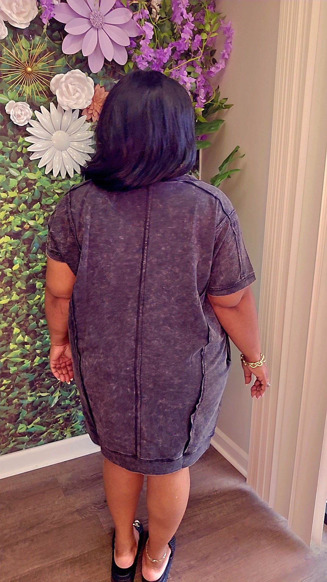 French Terry Denim Dress (Ash Black)