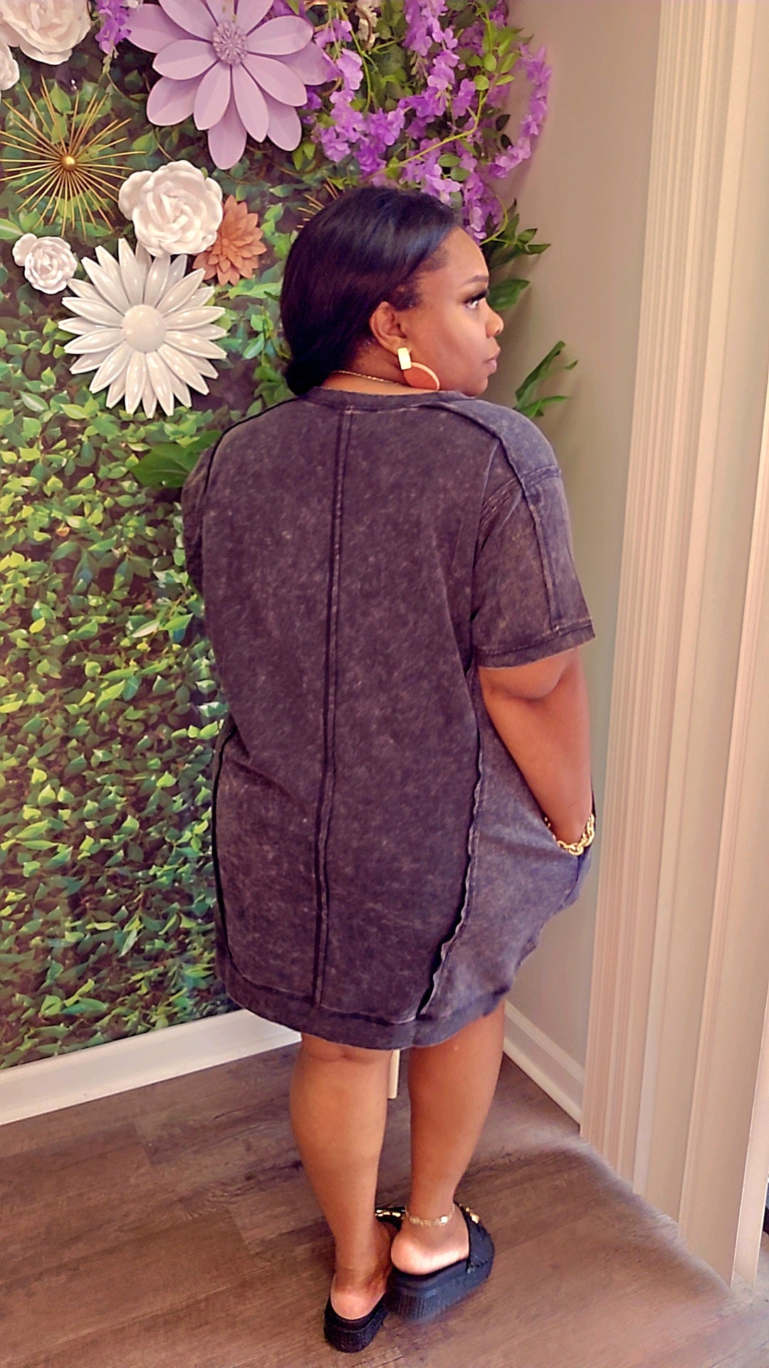 French Terry Denim Dress (Ash Black)