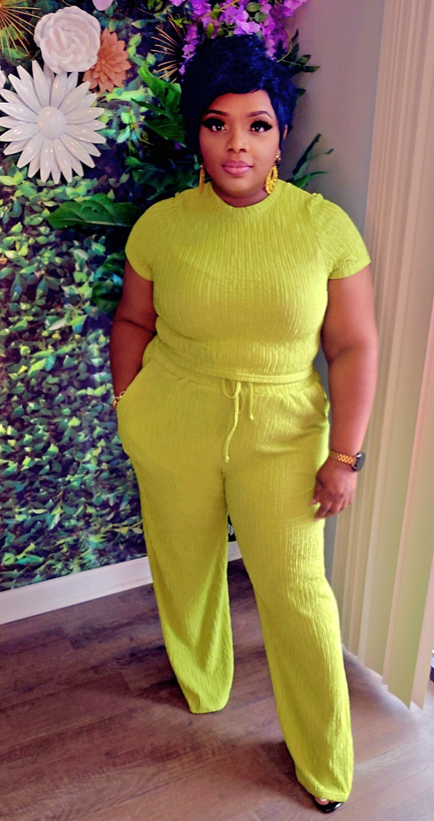 So-Chic Crinckle textured Set ( lime)