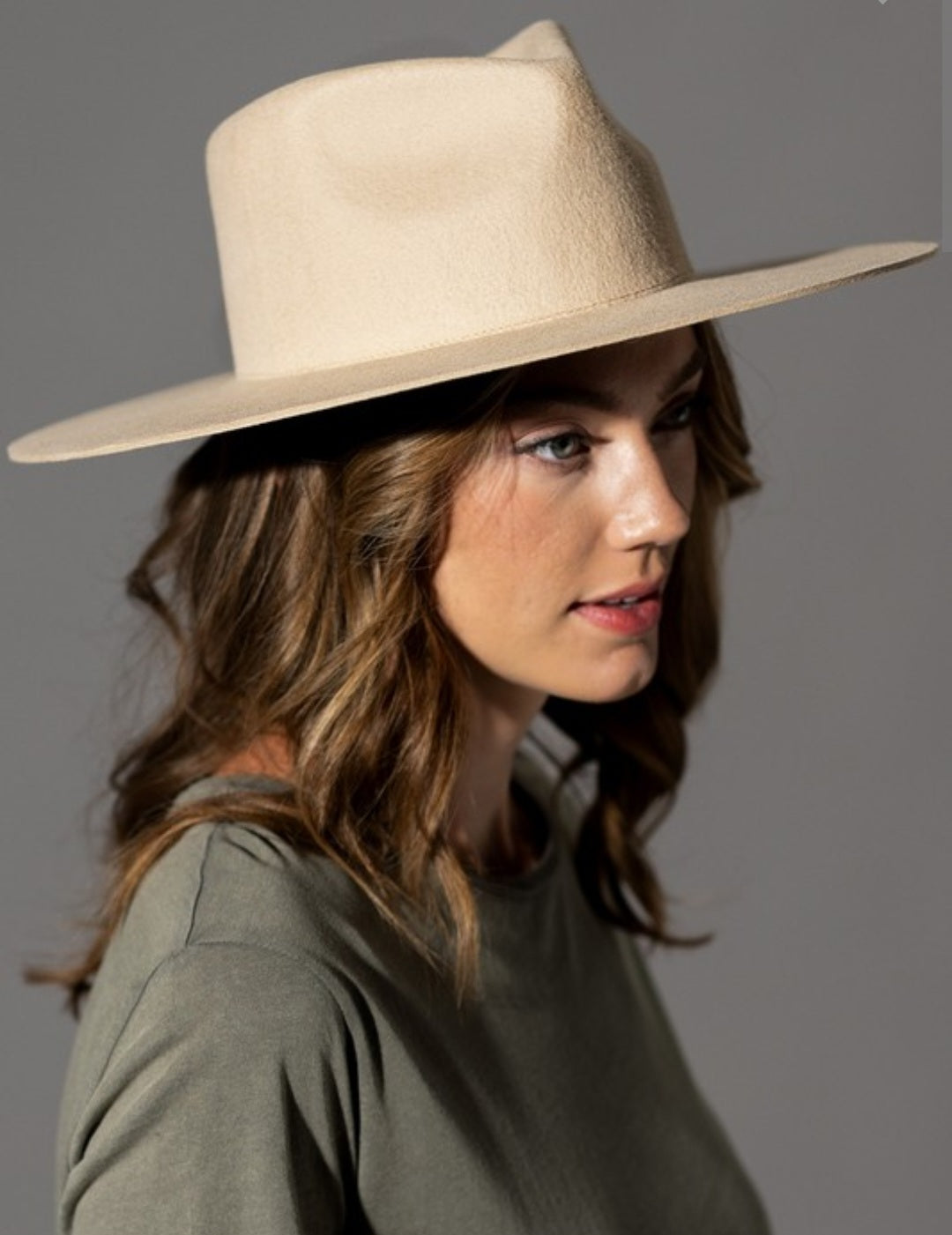 Beige Australian Wool wide Panama Hat