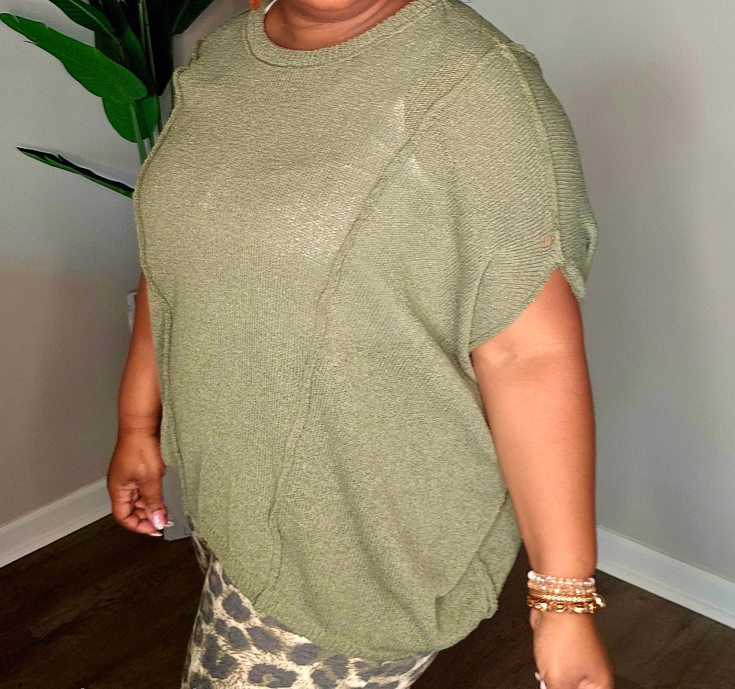 Olive green rigid pull over