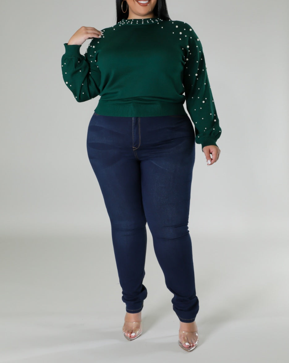 Sweet pearls sweater (hunter green)