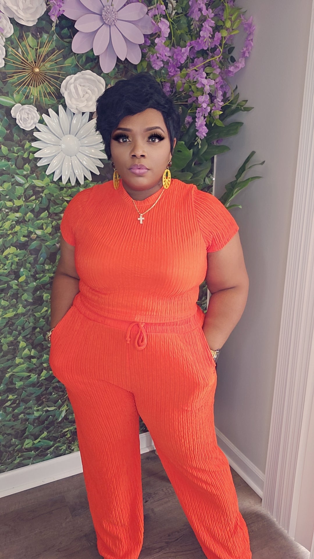 So Chic Crinkle Textured Set (orange)