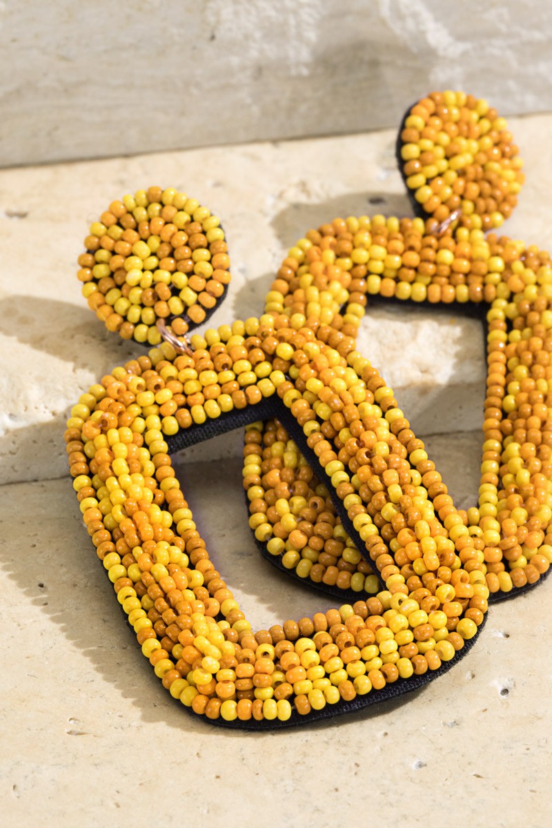 Mustard Beaded Earrings