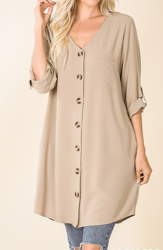 Mocha Chill Button Top