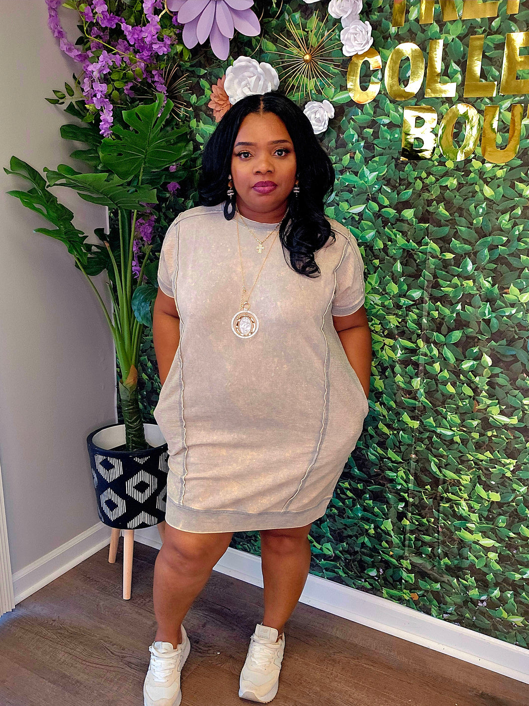 Frech Terry Soft Denim dress (Sleet Grey) – TrenDee Collection