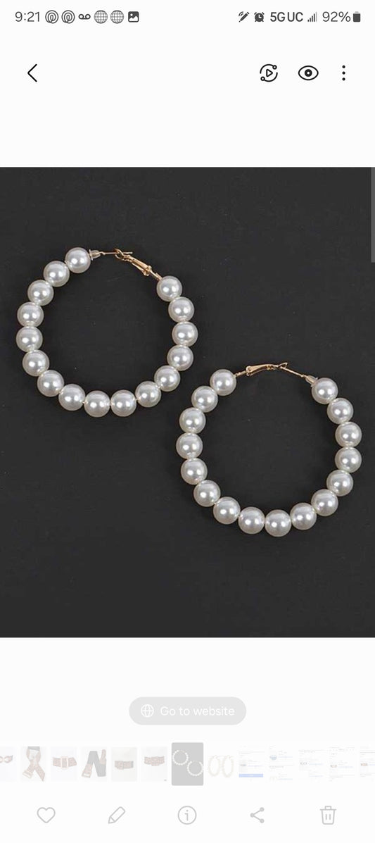 Large Pearl Hoop  earrings