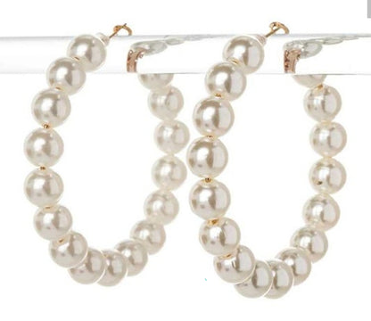 Large Pearl Hoop  earrings