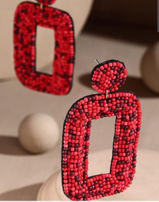 Rectangle Seed Beaded Earrings