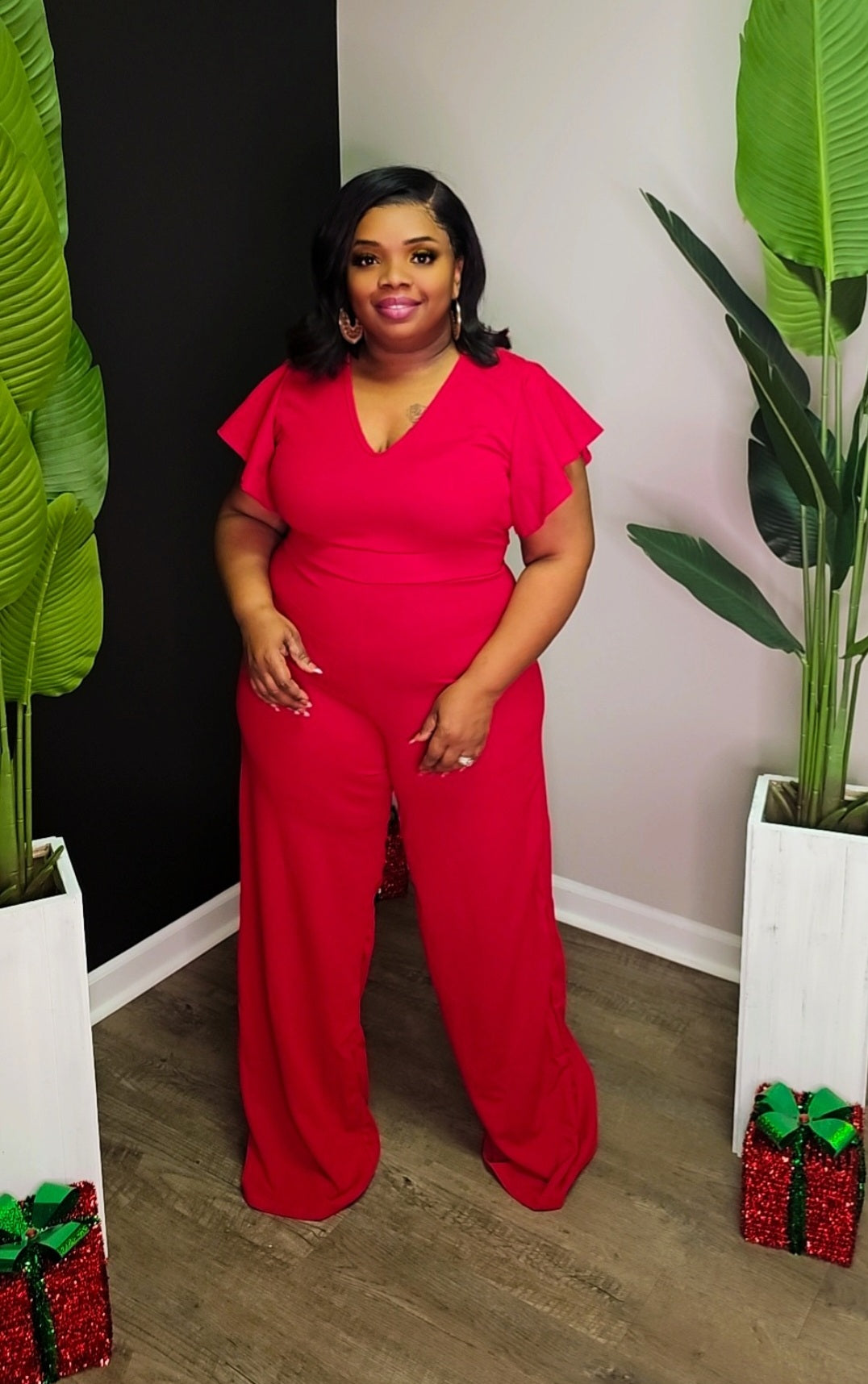 Classy Nights Jumpsuit ( Red)