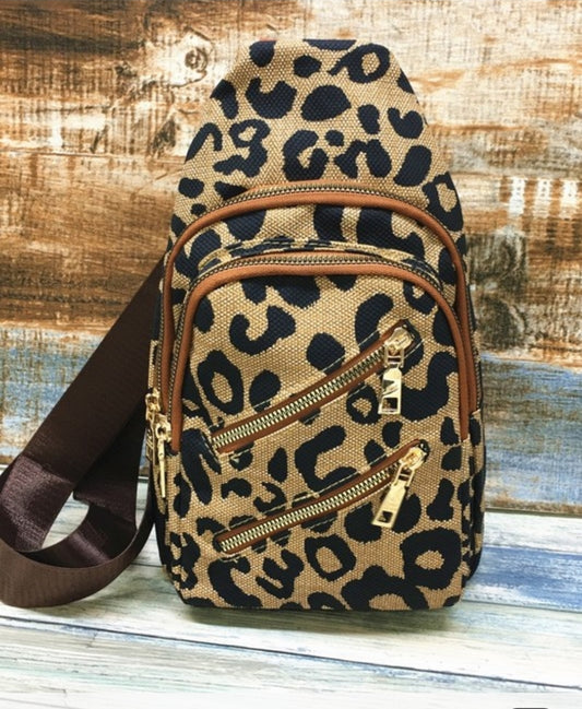 Faux leather cheetah crossbody