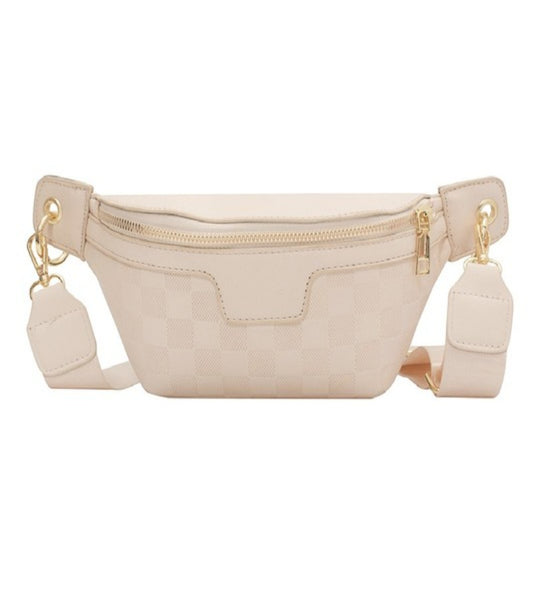 Vegan Leather checkered crossbody (ivory)