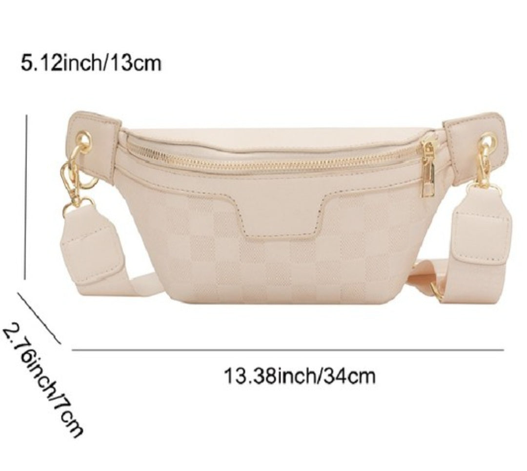 Vegan Leather checkered crossbody (ivory)
