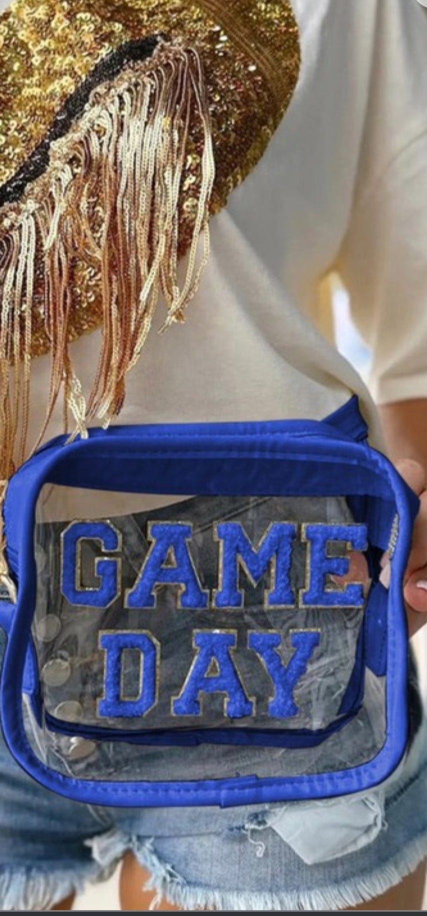 Game day bright blue crossbody
