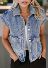 Load image into Gallery viewer, Game day Denim jean vest
