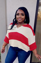 Load image into Gallery viewer, Fall  Vibes Knit Sweater (Red/Cream)
