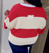 Load image into Gallery viewer, Fall  Vibes Knit Sweater (Red/Cream)
