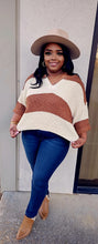 Load image into Gallery viewer, Fall Vibe knit sweater brown/cream
