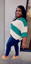 Load image into Gallery viewer, Fall Vibes knit sweater (green/cream)

