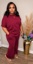 Load image into Gallery viewer, Fall vibes Flare set ( Burgandy)
