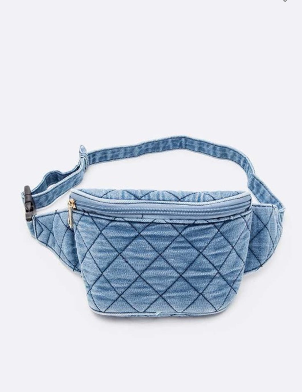 Denim quilted fanny pack