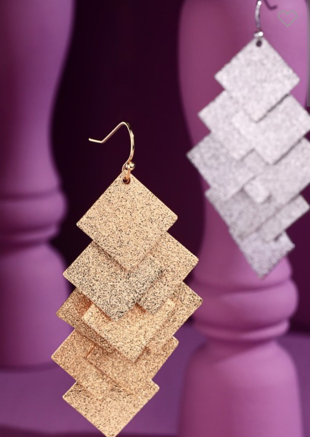 Textured Square Chanderlier earrings