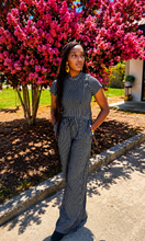 Load image into Gallery viewer, Pinstripe Pants Set Crinkle (black/white)
