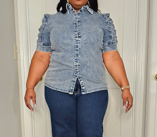 So Preppy Denim Blouse