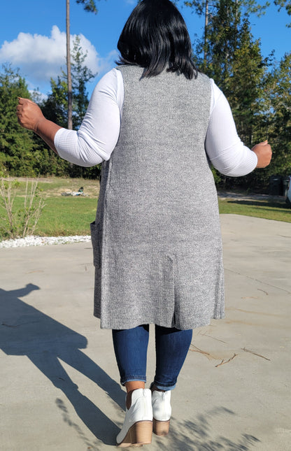 She's Slayin Sweater vest( light grey)
