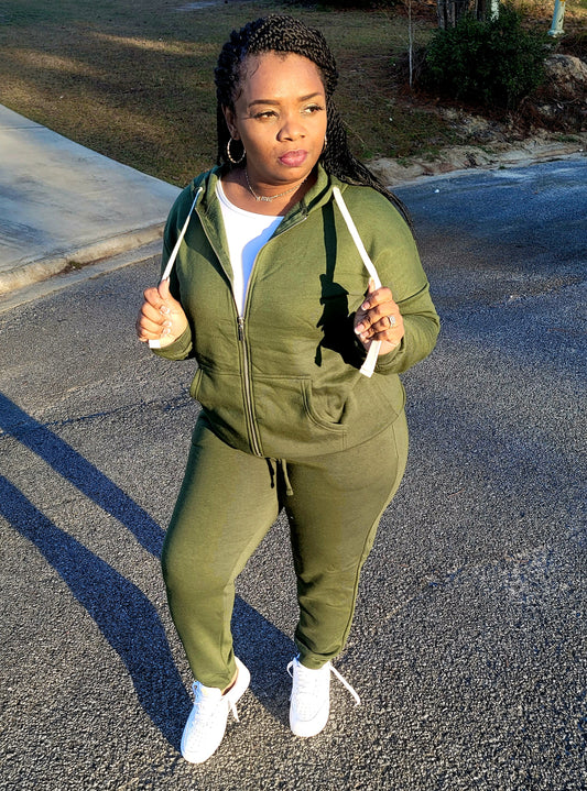 Just Chillin Jogger ( Army Green)