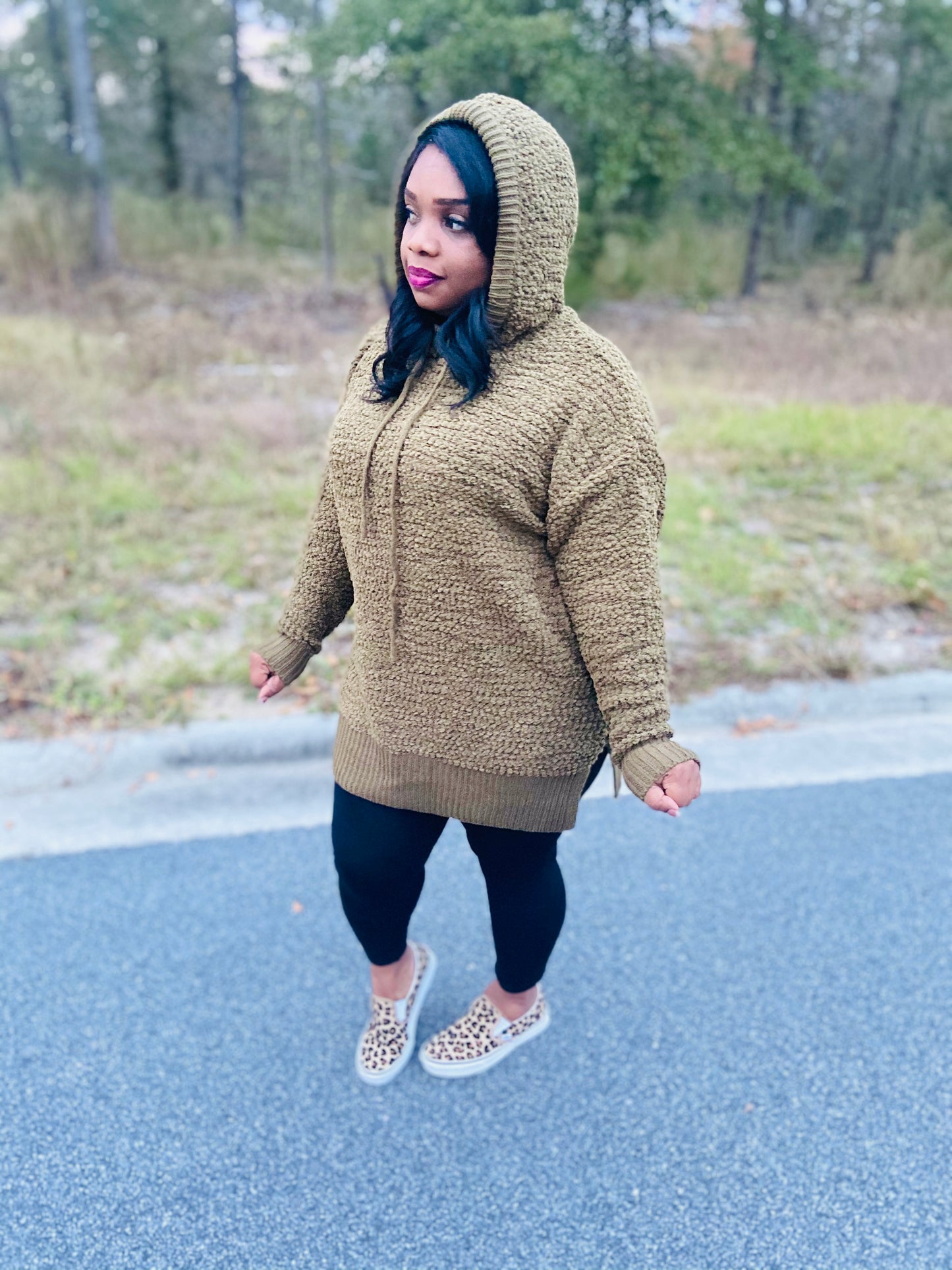 Oh so Comfy Olive Popcorn Sweater